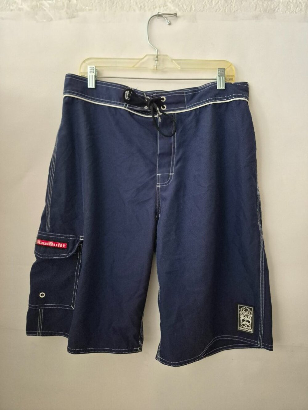 Maui Built Mens 34 (No Tags) Navy Blue Board Shorts 11" Inseam Pocket
